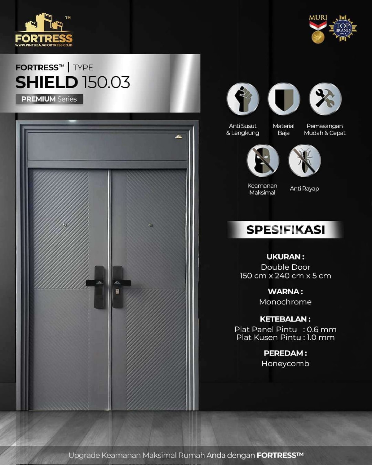 pintu baja fortress double door modern shield 150.03