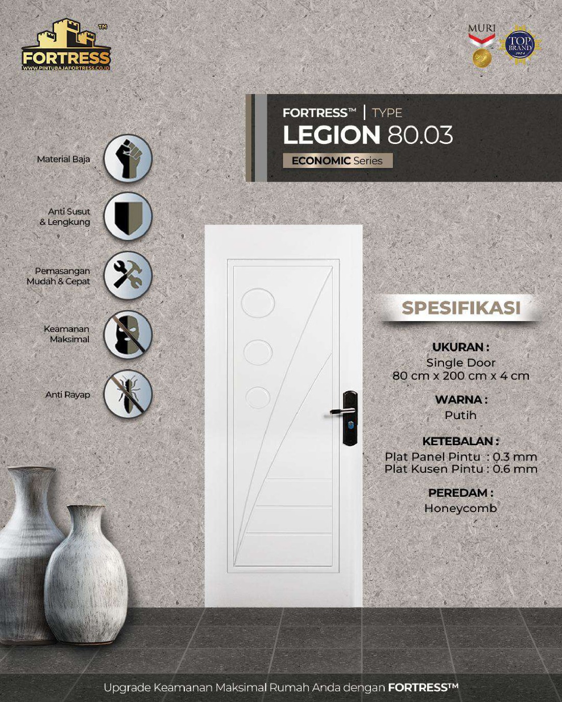 pintu rumah baja fortress murah legion 80.03
