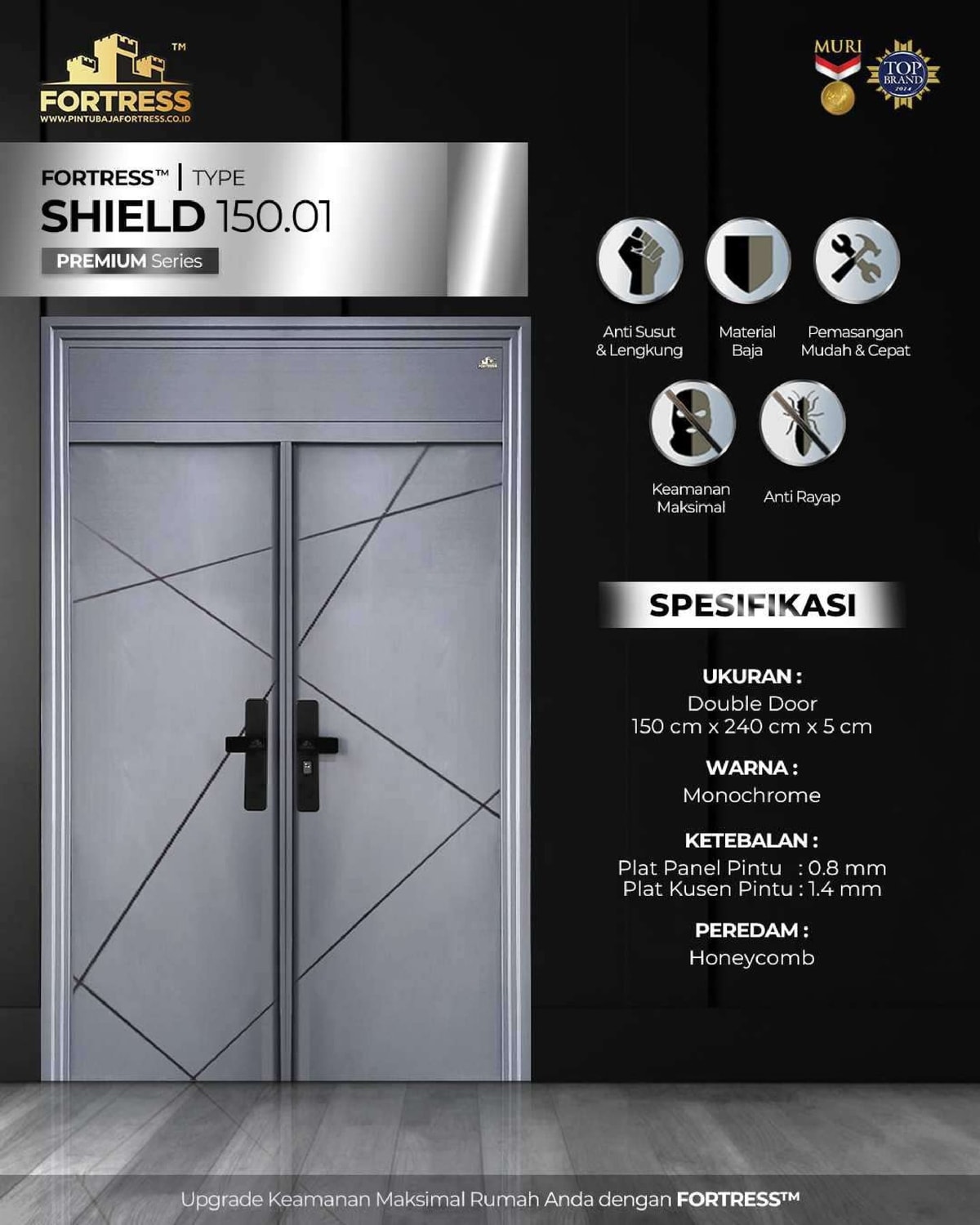 pintu baja fortress double door modern shield 150.01