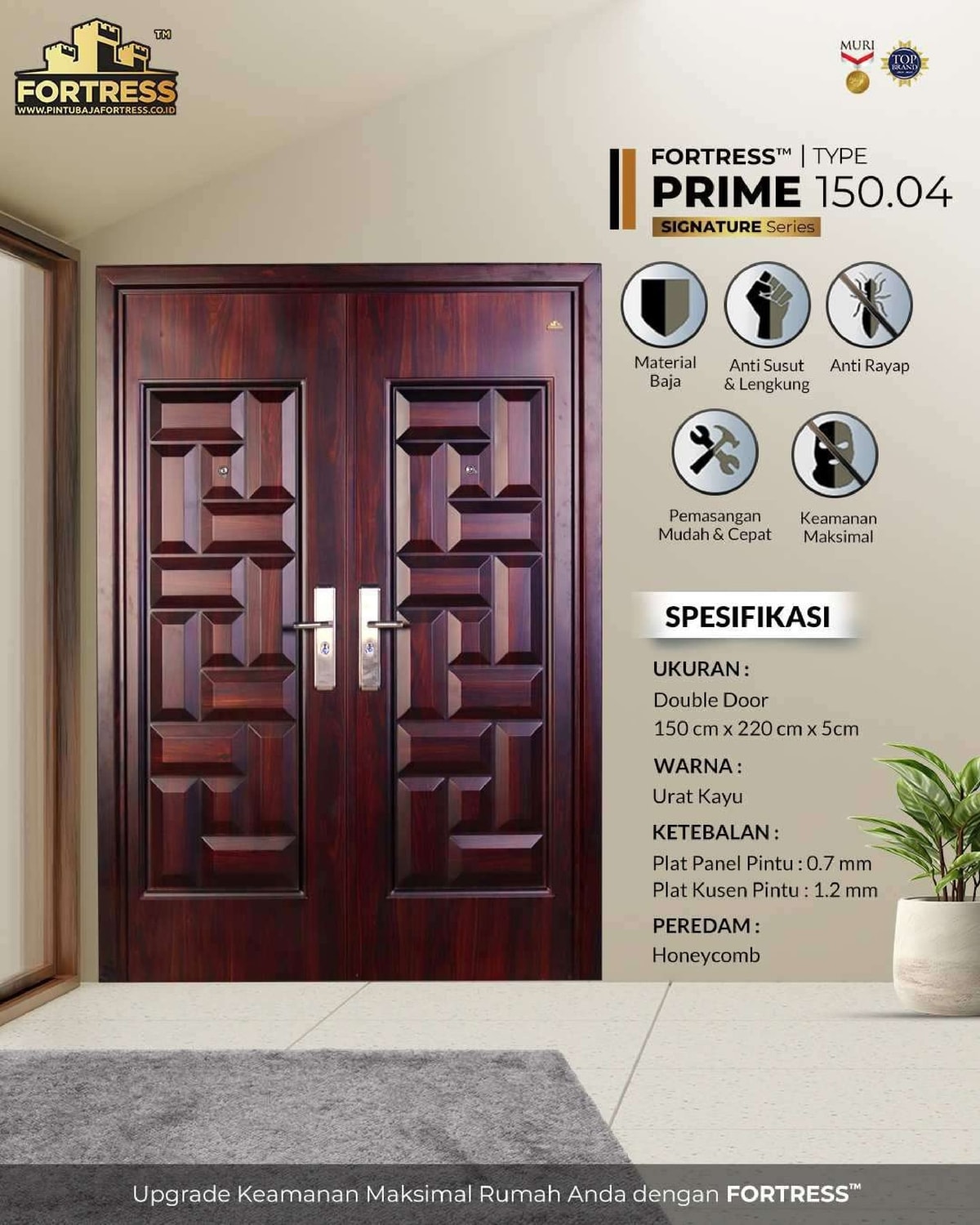 pintu baja fortress mewah 2 pintu tipe prime 150.04