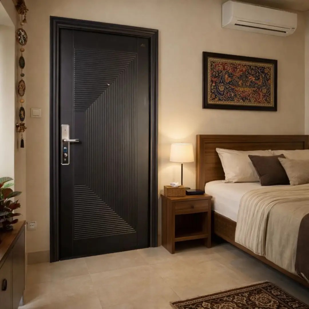 kamar tidur dengan pintu baja