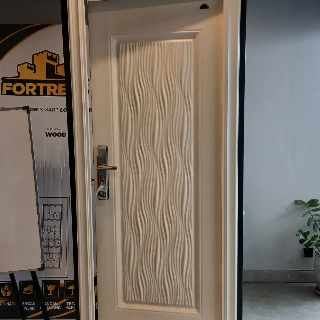foto pintu baja fortress motif gelombang minimalis