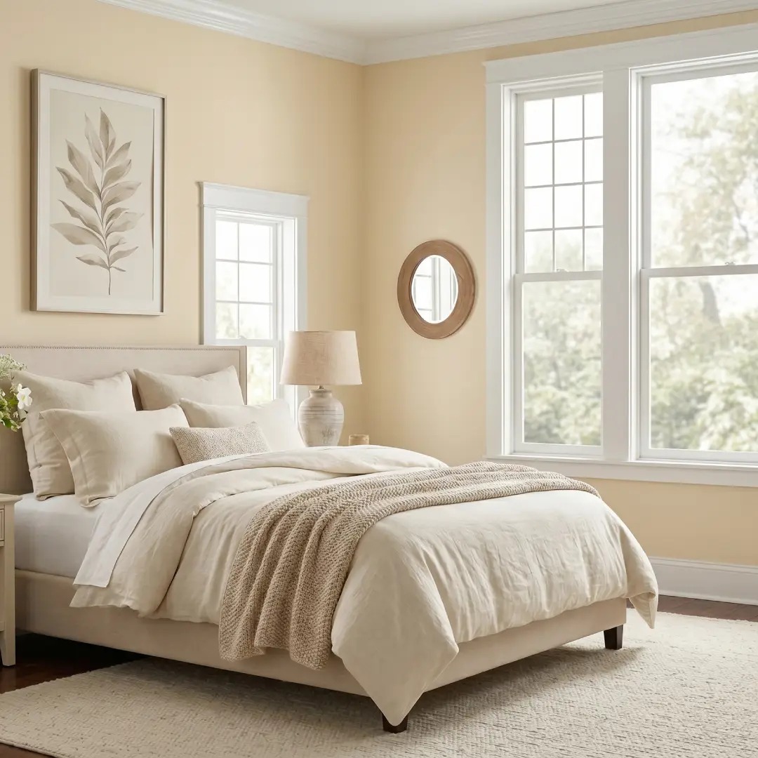 Kamar Cream Minimalis dengan Sentuhan Putih