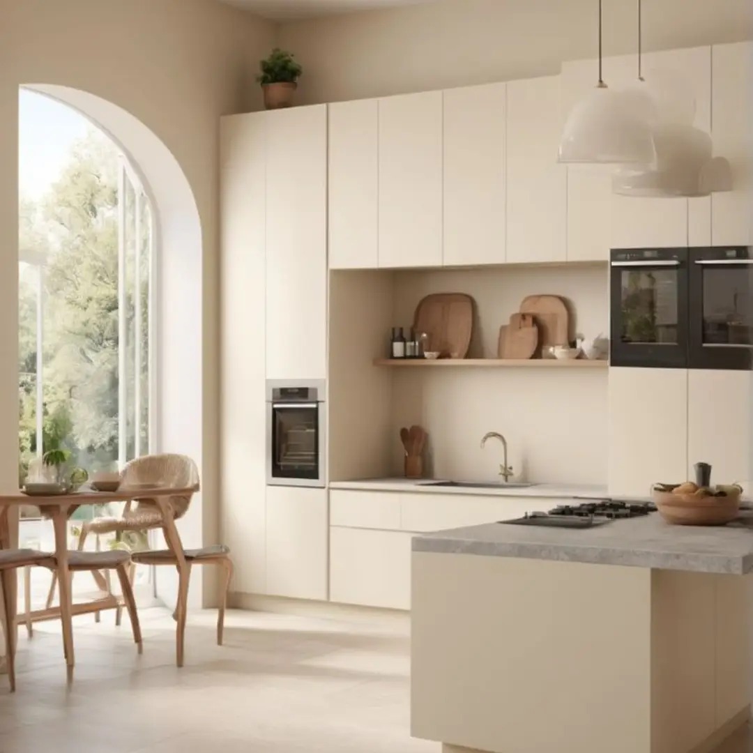 Dapur Anggun Warna Cream Muda yang Hangat