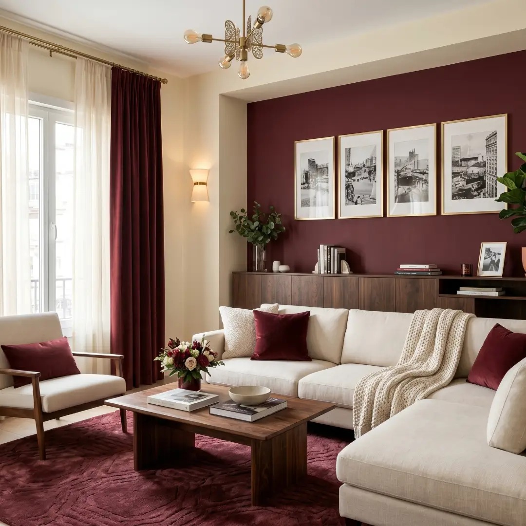 Model Cat Rumah Cream dan Maroon