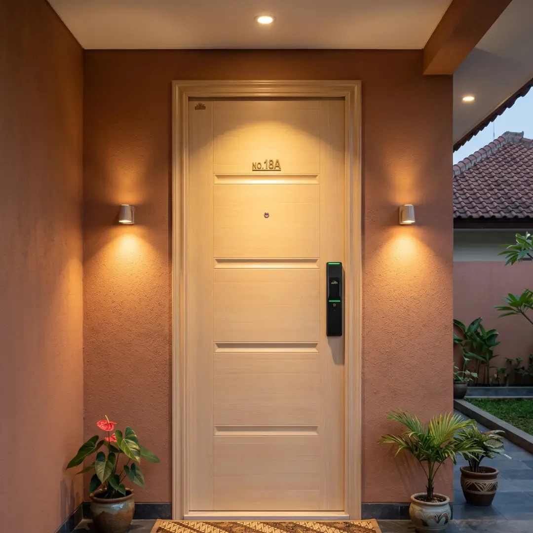 pintu warna cream merk fortress berbahan baja