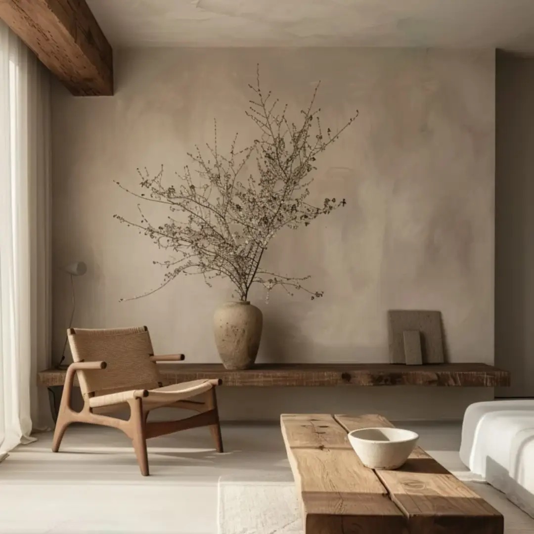 Interior Cream Tua dan Aksen Earthy Natural