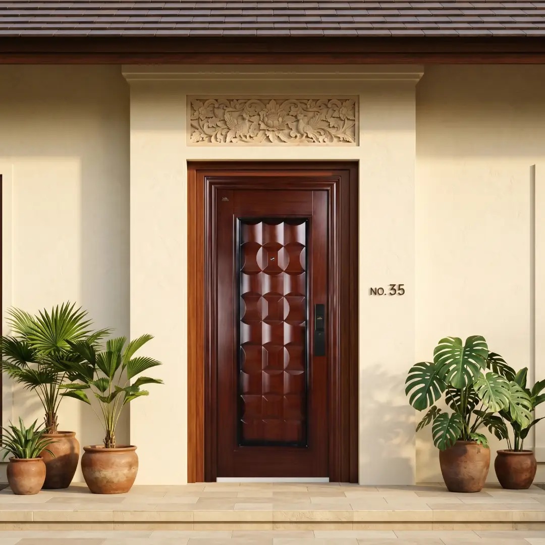 dinding cream dengan pintu baja fortress