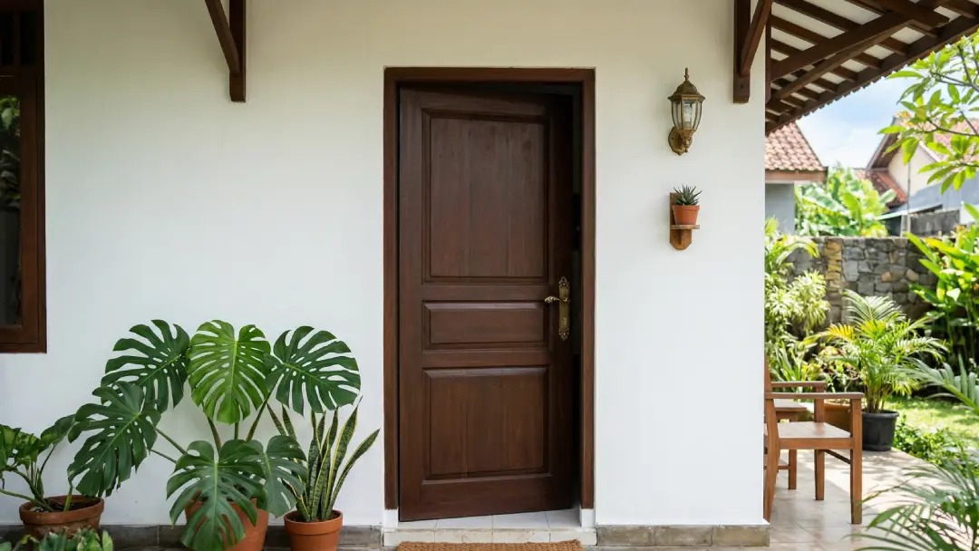 WOW! Ini Kombinasi Warna Cat Pintu Kayu dengan Dinding Putih Terbaik