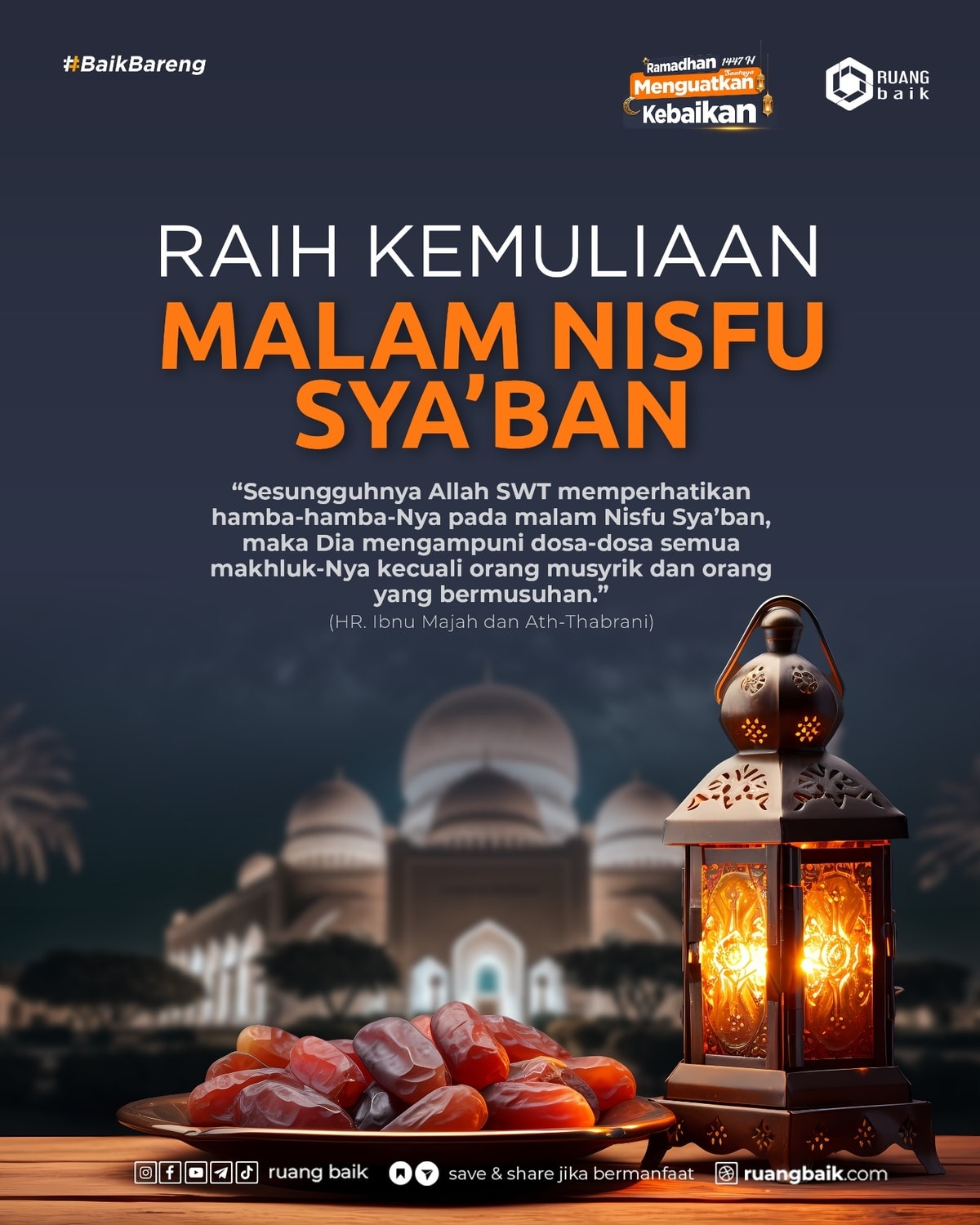 Ruang Baik Ajak Umat Islam Maknai Malam Nisfu Sya’ban sebagai Momentum Muhasabah dan Persiapan Ramadan