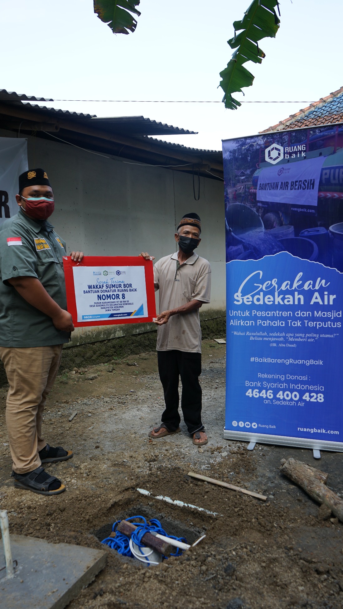 Sumur Bor No 8, Bantuan dari Donatur Ruang Baik untuk Mushola At Taubah yang berada di Dusun Karangsari RT 08 RW 05 Desa Sukomulyo Kecamatan Rowokele Kabupaten Kebumen, Jawa Tengah