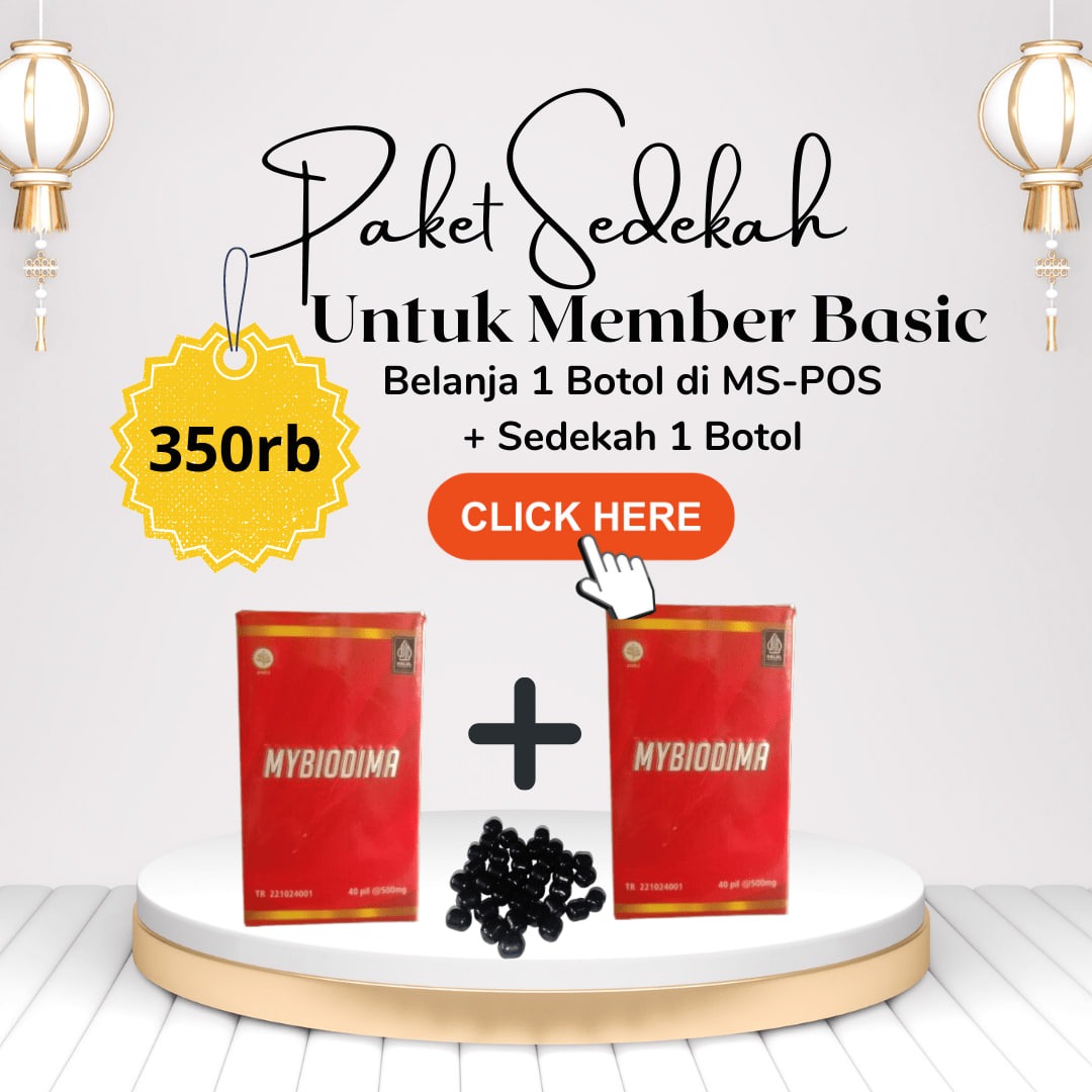Khusus Member PT. BIBS Belanja Ulang di MS POS (RO) Bayar Rp350.000 Mendapatkan 1 Botol MYBIODIMA + Sedekah 1 Botol MYBIODIMA