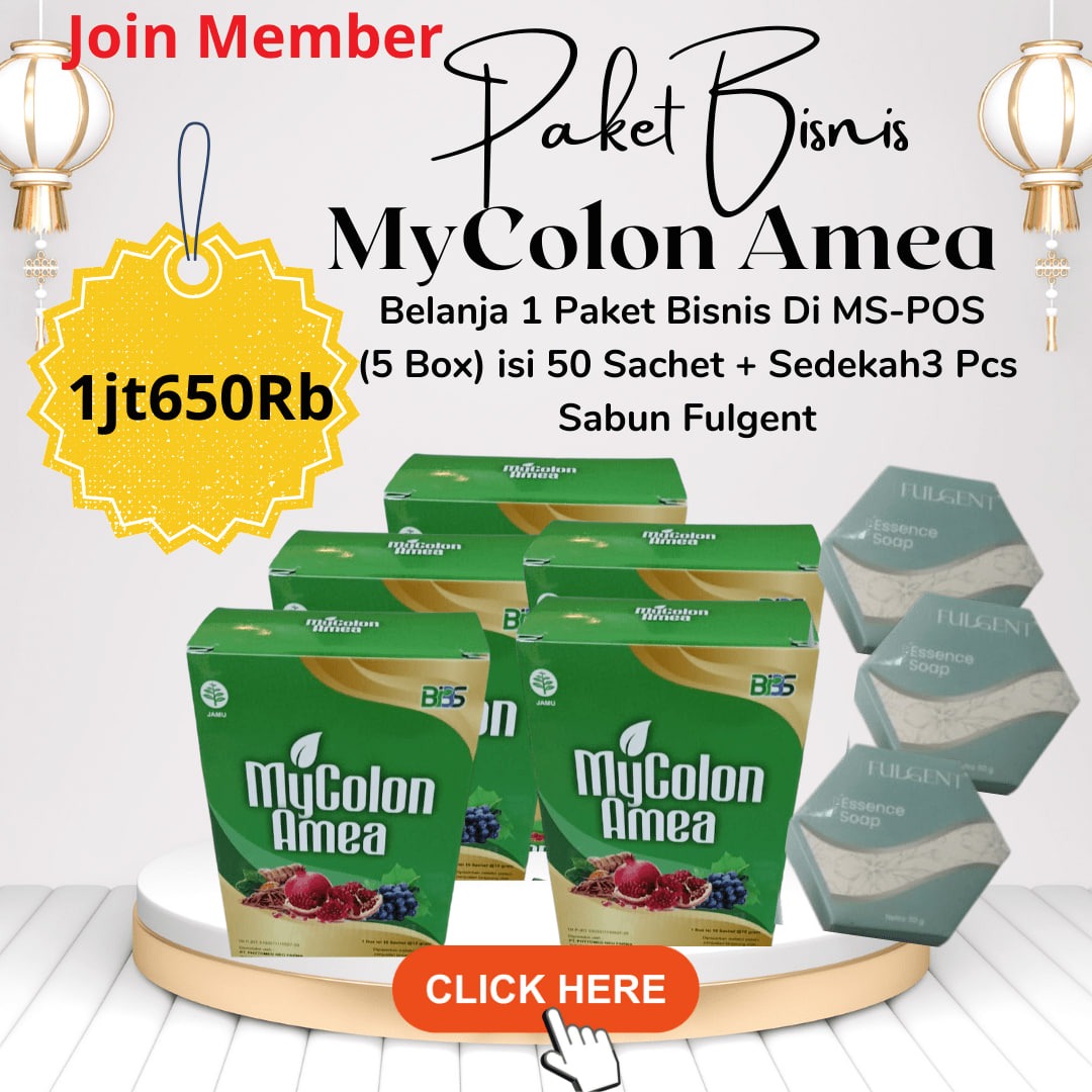 Rp1.650.000 Mendapatkan 1 Paket MyColon Amea (5Box) + Sedekah 3 Pcs Sabun Fulgent