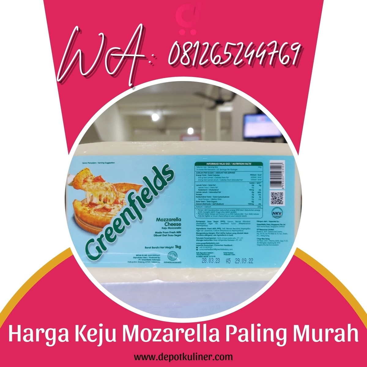 HARGA RESELLER, 0812-6524-4769 Harga Keju Mozarella Paling Murah