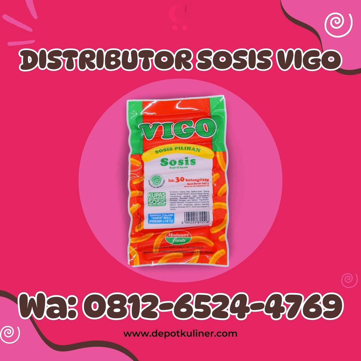 HARGA GROSIR, (0812.6524.4769) Distributor Sosis Vigo