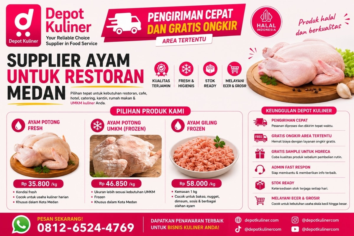 HARGA SPESIAL, WA: 0812-6524-4769 Supplier Ayam untuk Restoran Medan