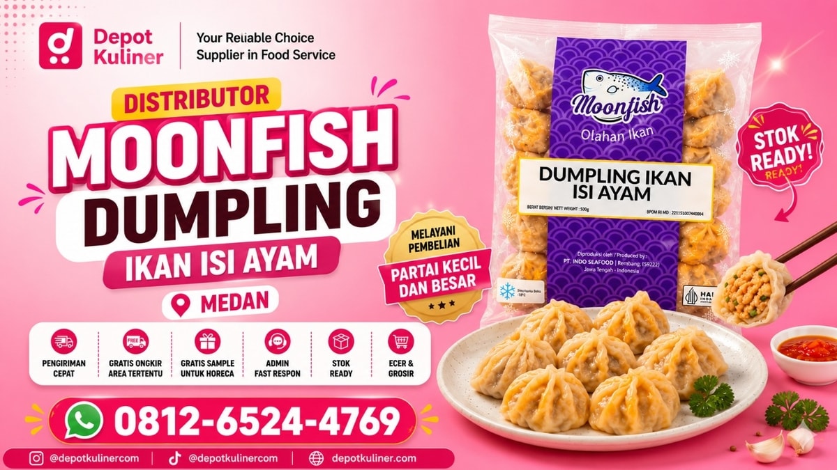 GRATIS SAMPLE, WA: 0812-6524-4769, Distributor Moonfish Dumpling Ikan Isi Ayam Medan