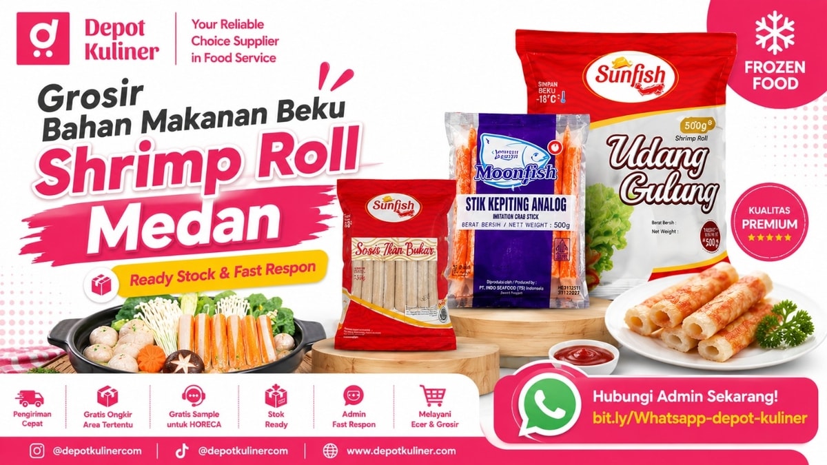 SIAP KIRIM HARI INI, WA: 0812-6524-4769, Grosir Bahan Makanan Beku Shrimp Roll Medan