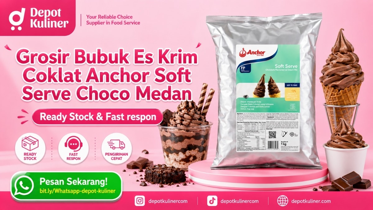 HARGA DISTRIBUTOR, WA: 0812-6524-4769, Grosir Bubuk Es Krim Coklat Anchor Soft Serve Choco Medan