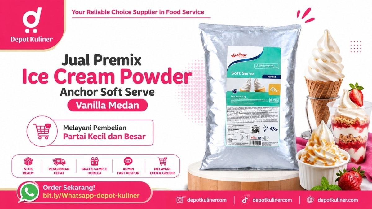 FAST RESPON, WA: 0812-6524-4769, Jual Premix Ice Cream Powder Anchor Soft Serve Vanilla Medan