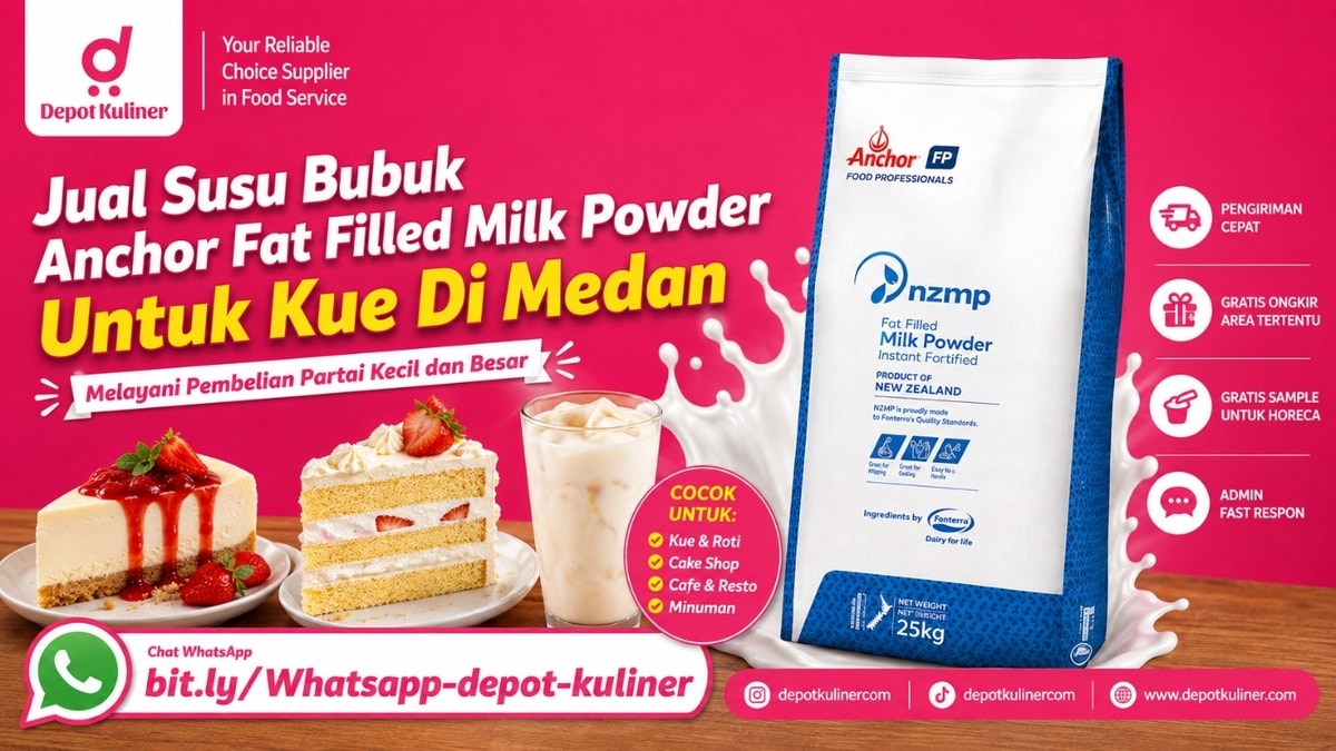 HARGA GROSIR, WA: 0812-6524-4769, Jual Susu Bubuk Anchor Fat Filled Milk Powder Untuk Kue Di Medan