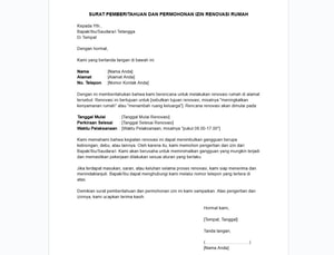 Contoh Surat Izin Renovasi Rumah ke Tetangga PDF Lengkap!