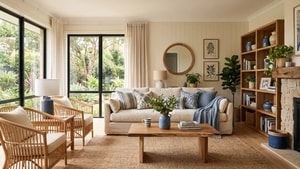 Perpaduan Warna Cream dan Biru yang Bikin Rumah Terlihat Mewah