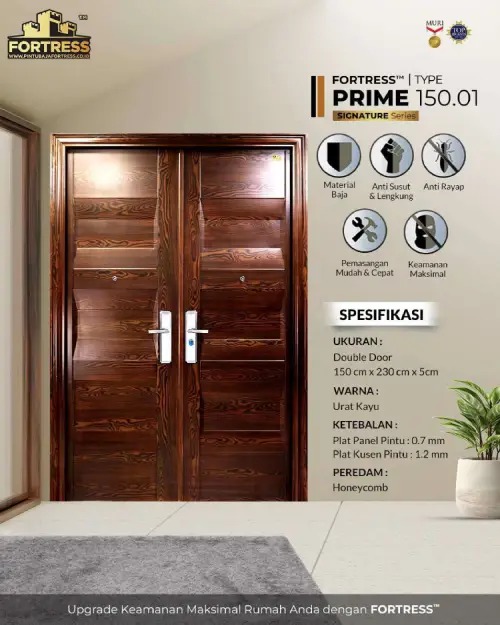 pintu baja fortress motif kayu