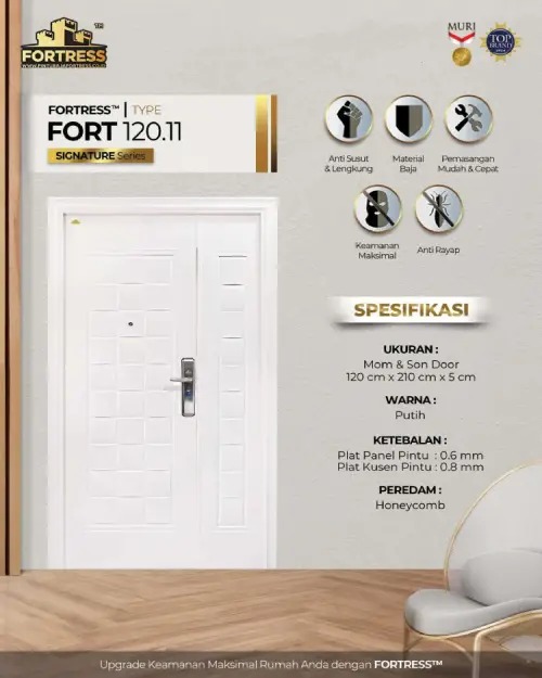 pintu minimalis 2 pintu besar kecil fortress type fort 120.11 putih