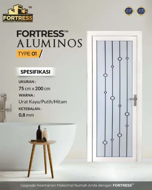 Pintu Kamar Mandi Aluminium Kaca Buram Bermotif
