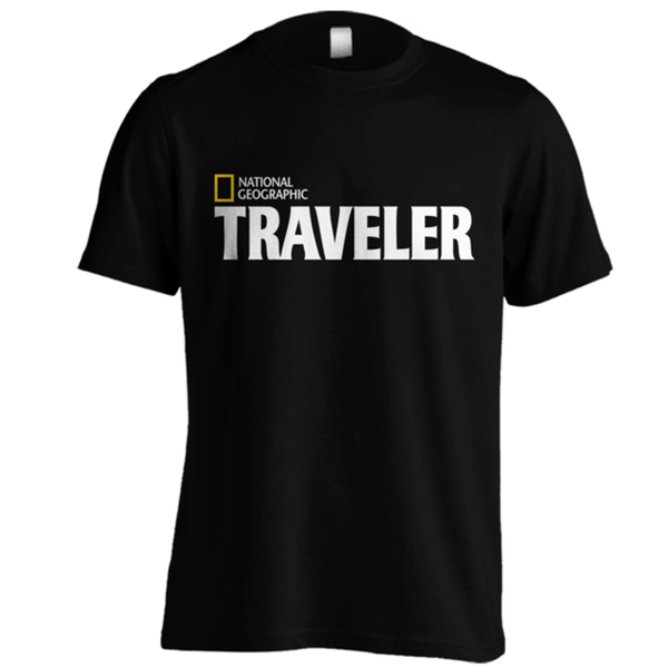  Kaos  National Geograpic Traveler Hitam  Sablon  Putih Kuning  