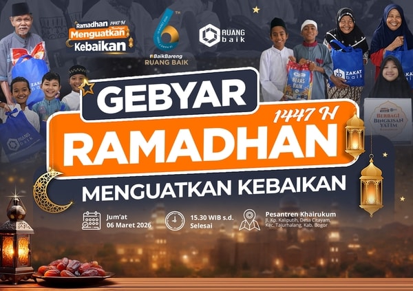 Gebyar Ramadhan 1447 H: Milad ke-6 Ruang Baik diwarnai Santunan Yatim dan Berbagi Kebahagiaan
