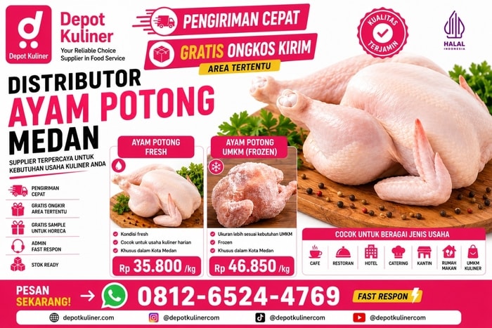 SIAP KIRIM HARI INI, WA: 0812-6524-4769 Distributor Ayam Potong Medan