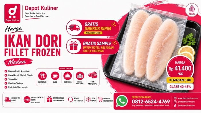 PENGIRIMAN CEPAT, WA: 0812-6524-4769 Harga Ikan Dori Fillet Medan