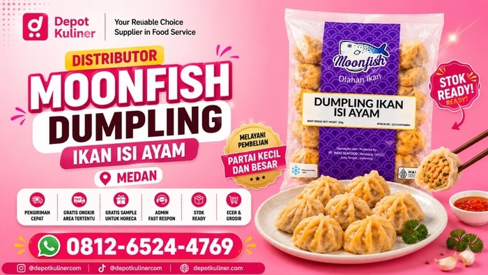 GRATIS SAMPLE, WA: 0812-6524-4769, Distributor Moonfish Dumpling Ikan Isi Ayam Medan