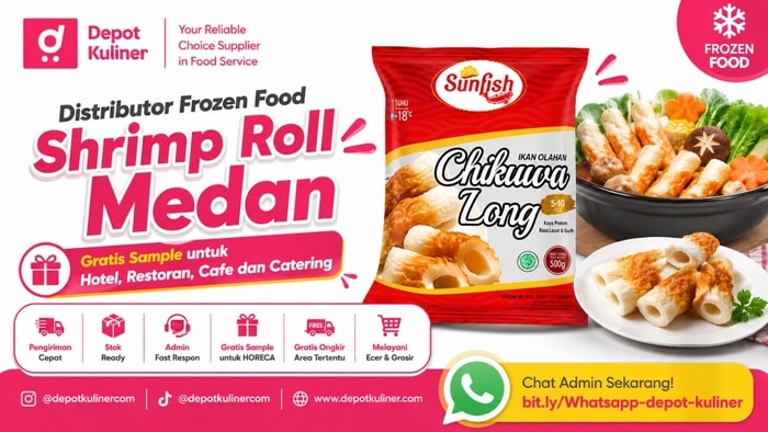 GRATIS SAMPLE, WA: 0812-6524-4769, Distributor Frozen Food Shrimp Roll Medan
