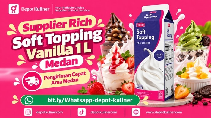 SIAP KIRIM HARI INI, WA: 0812-6524-4769, Supplier Rich Soft Topping Vanilla 1 L Medan