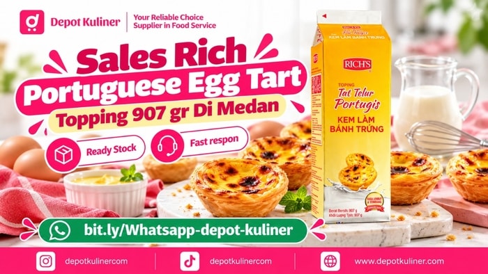READY STOCK, WA: 0812-6524-4769, Sales Rich Portuguese Egg Tart Topping 907 gr Di Medan