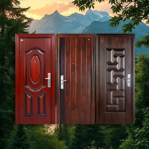 pintu baja fortress motif kayu