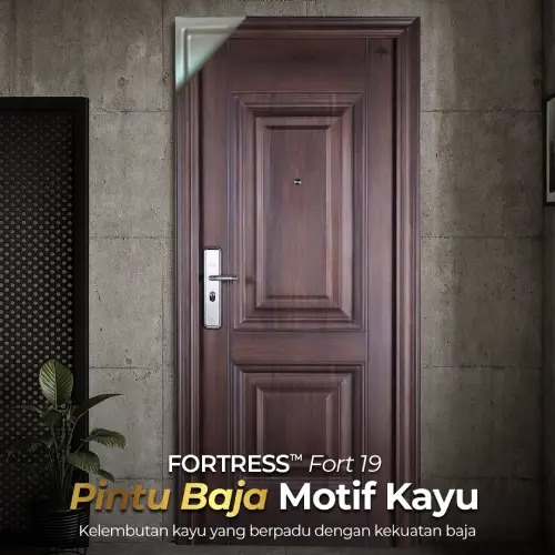 pintu baja motif kayu fortress