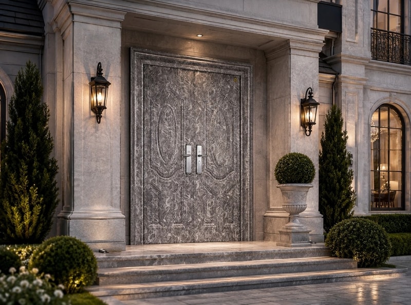 pintu fortress bahan baja signature series tipe marble 10 2 daun abu