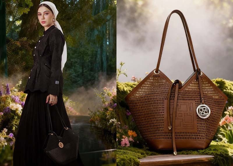 LIZZIE Blouse digabungkan dengan koleksi JENNY Brown Bag
